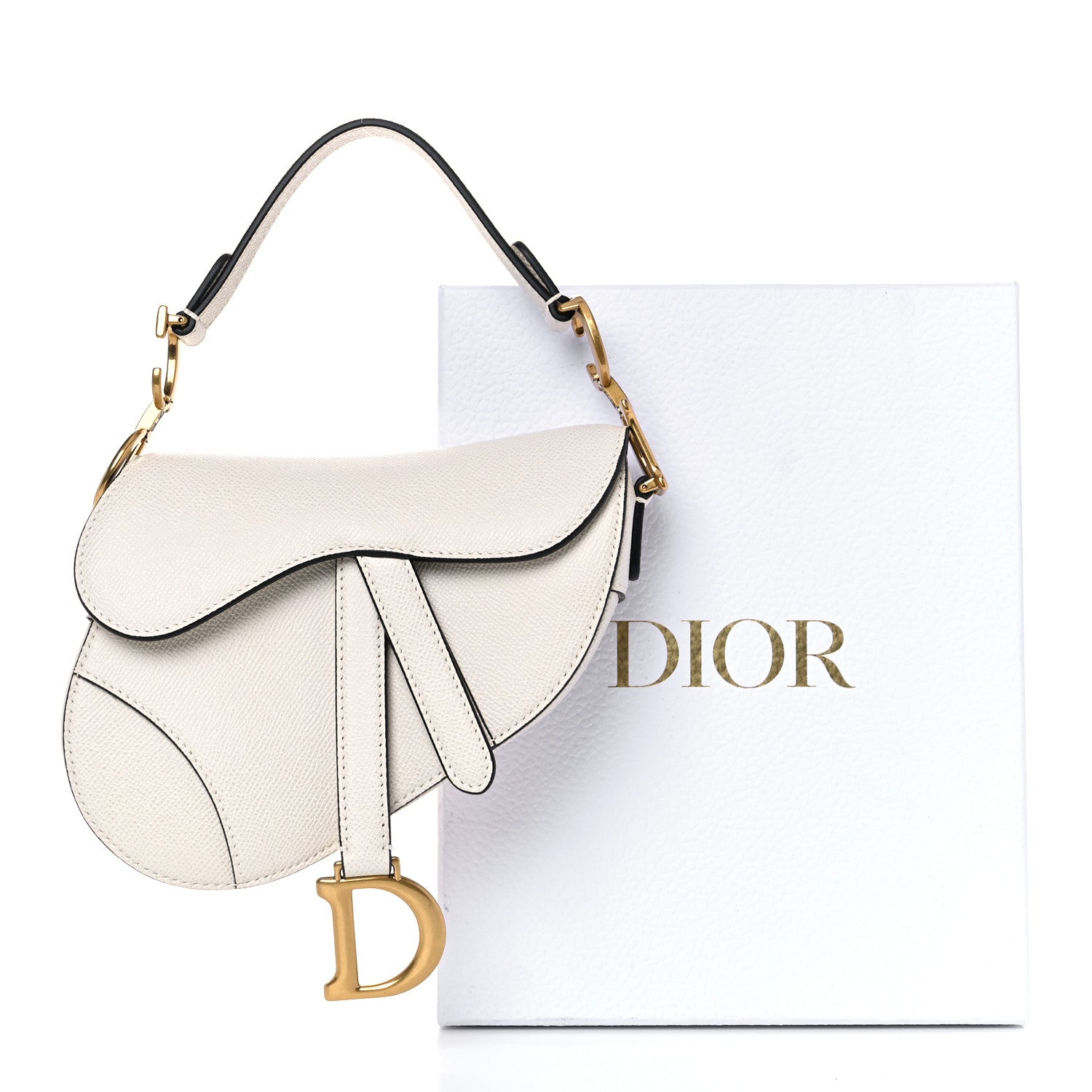 Christian Dior Grained Calfskin Mini Saddle Bag White 10 of 10
