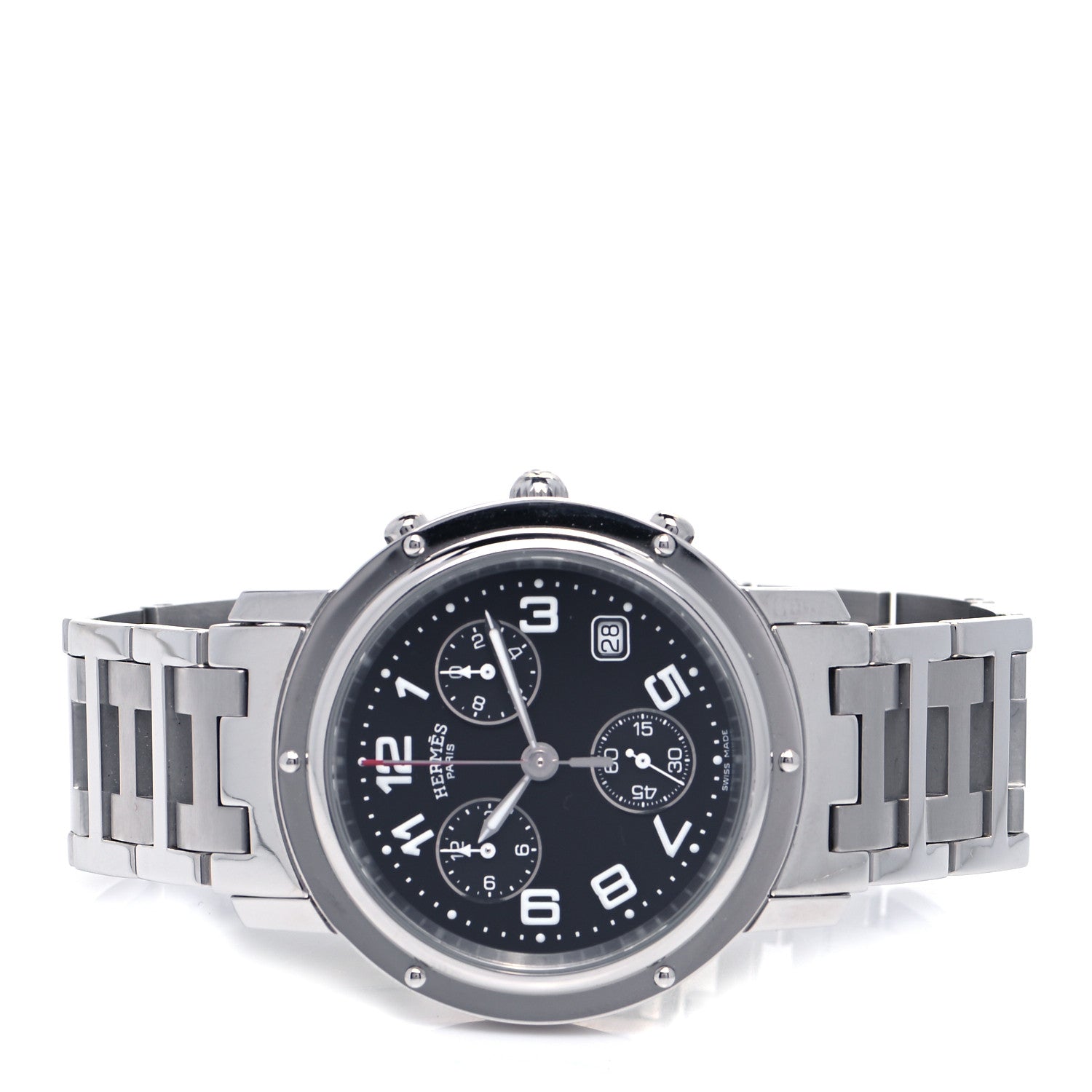 Hermes Stainless Steel 38mm Clipper Chronograph Quartz Watch Black 2 of 4