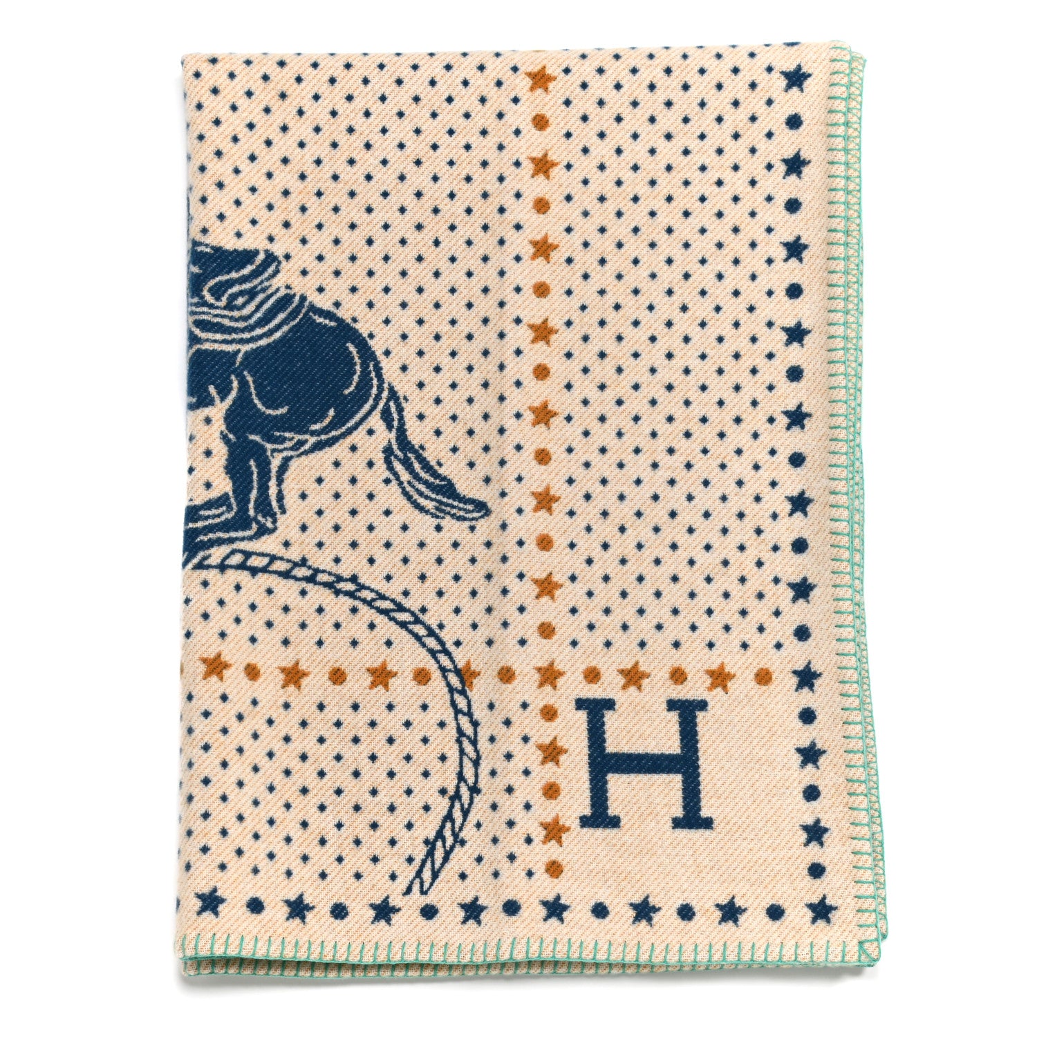 Hermes Wool Cashmere Western And Company Blanket Indigo 1 of 3
