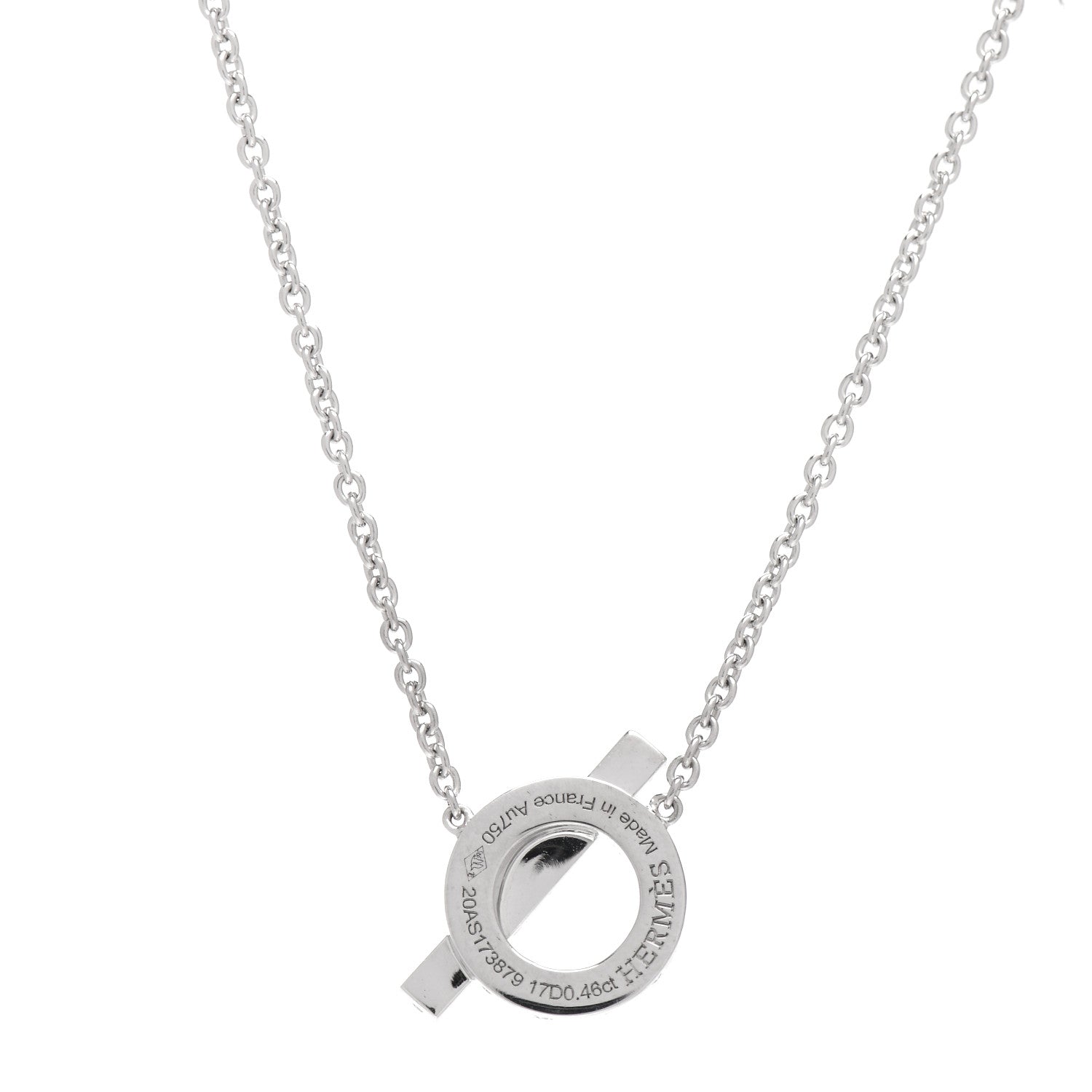 Hermes 18K White Gold Diamond Finesse Pendant Necklace 5 of 6