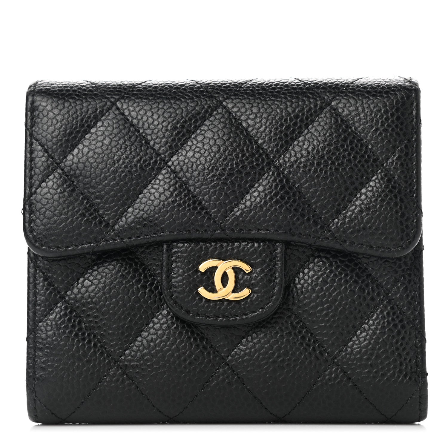 Chanel Caviar Quilted Compact Flap Wallet Black 1 of 9