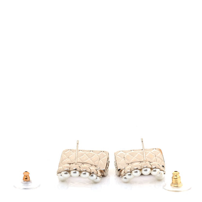 Chanel Pearl Quilted CC Flap Bag Earrings Gold 3 of 3