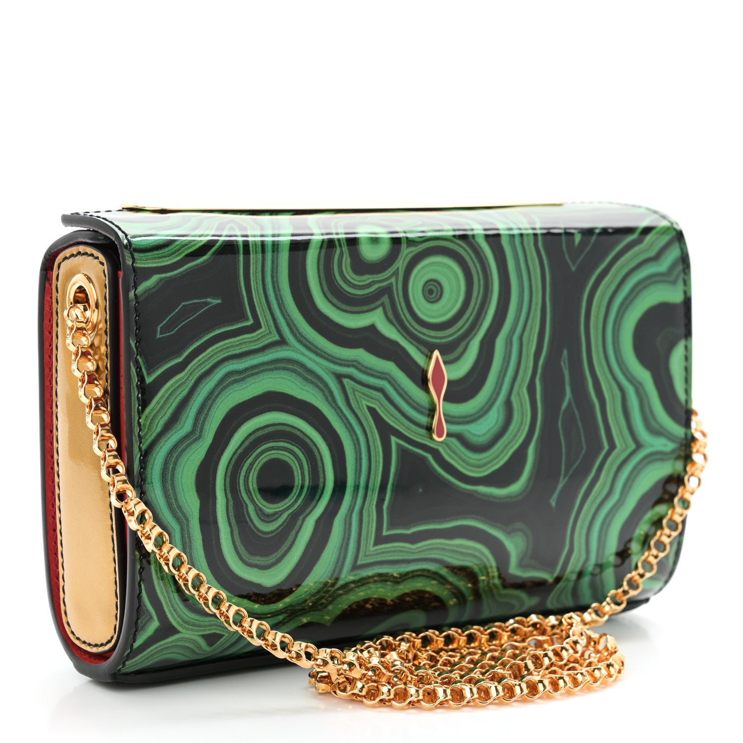 Christian Louboutin Patent Crystal Malachite Vanite Clutch Green Multicolor 3 of 9