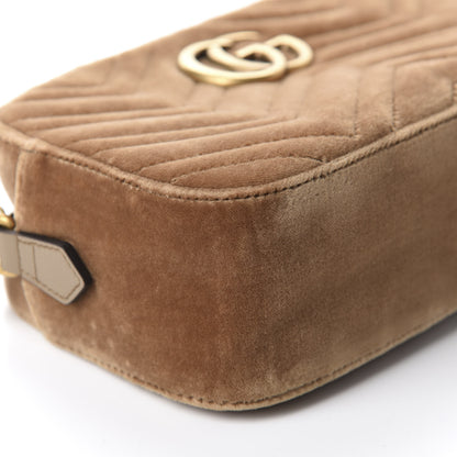 Gucci Velvet Matelasse Small GG Marmont Chain Shoulder Bag Taupe 6 of 11