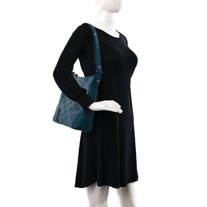 MCM Calfskin Ottomar Monogram Medium Klara Hobo Teal 2 of 12