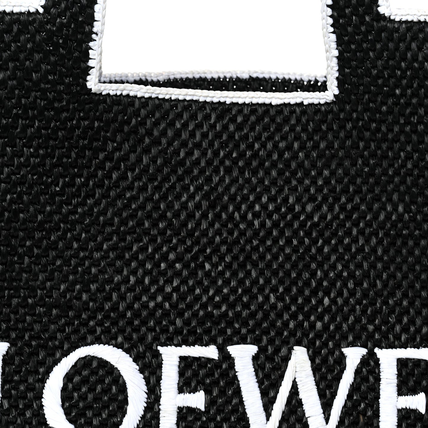 Raffia Large Paula's Ibiza Logo Tote Black White