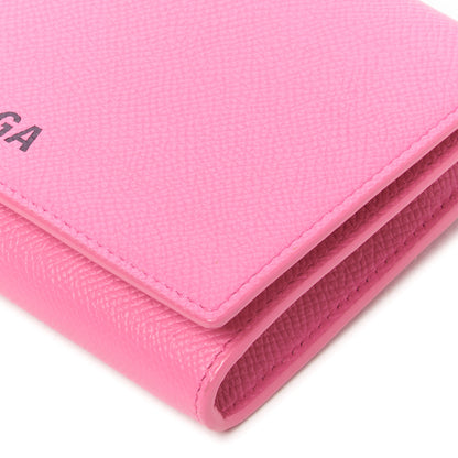Balenciaga Signature Grained Calfskin Logo Ville Wallet on Chain Bubble Gum Black 5 of 9