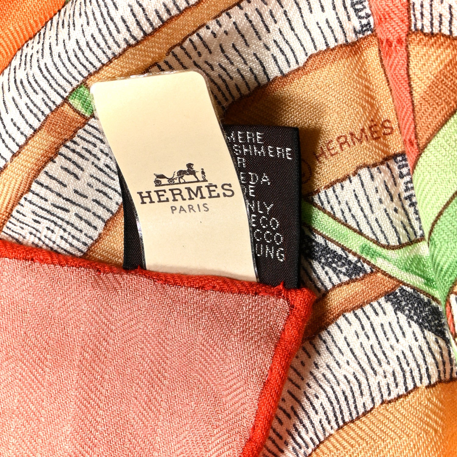 Hermes Silk Cashmere Grand Manege Shawl 140 Neige 3 of 4