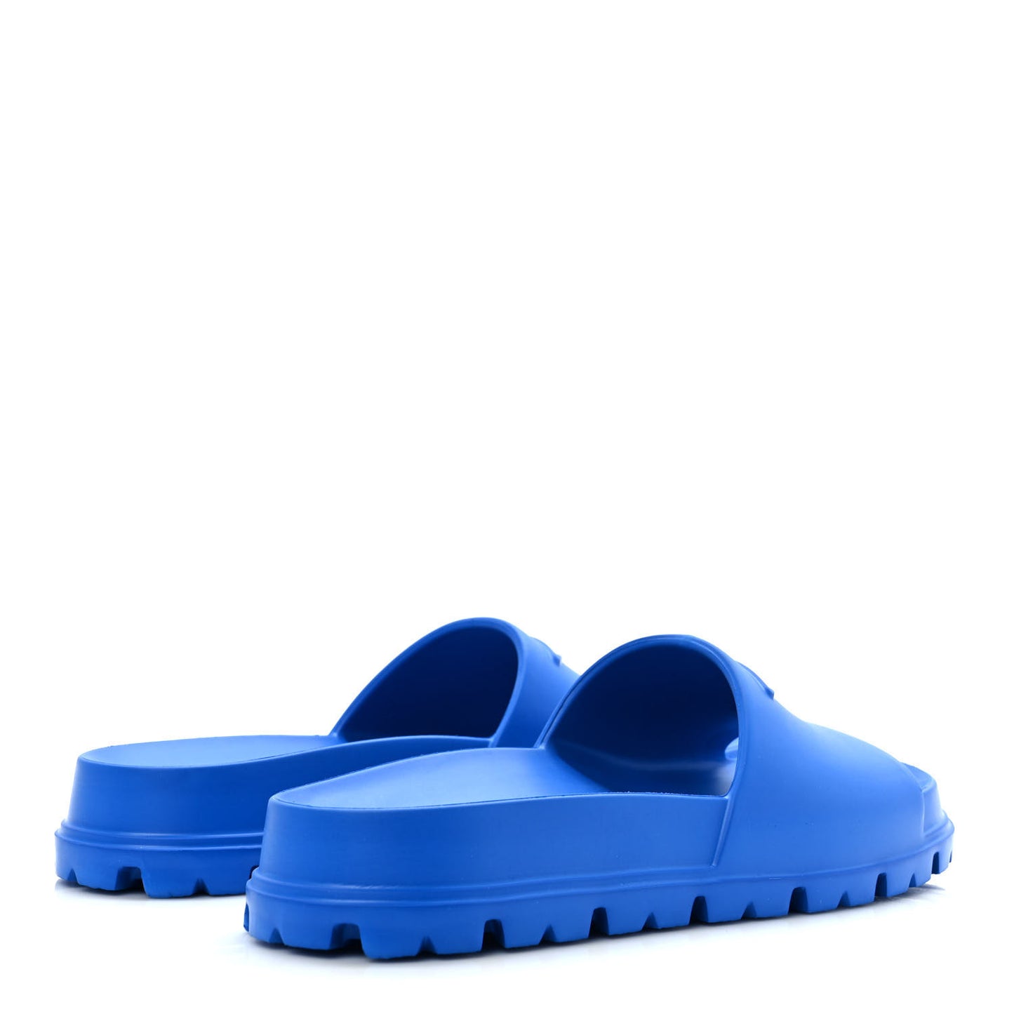 EVA Rubber Triangle Logo Embossed Womens Lug Sole 20mm Slide Sandals 39 Azzurro