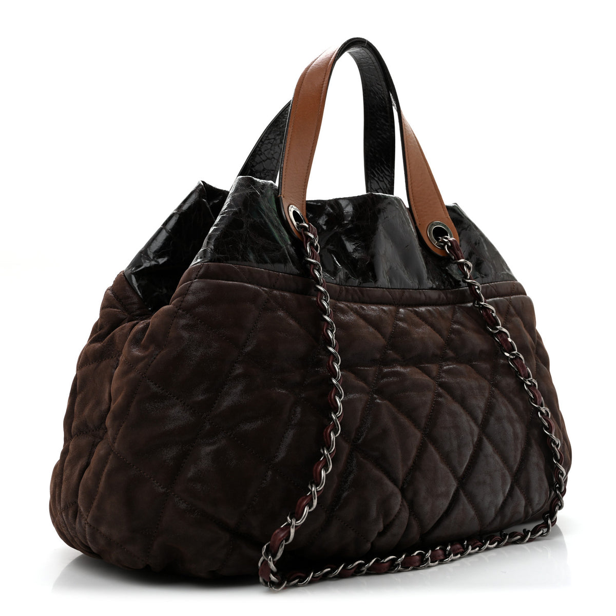 Chanel Iridescent Calfskin Quilted Large In The Mix Tote Dark Brown 3 of 13