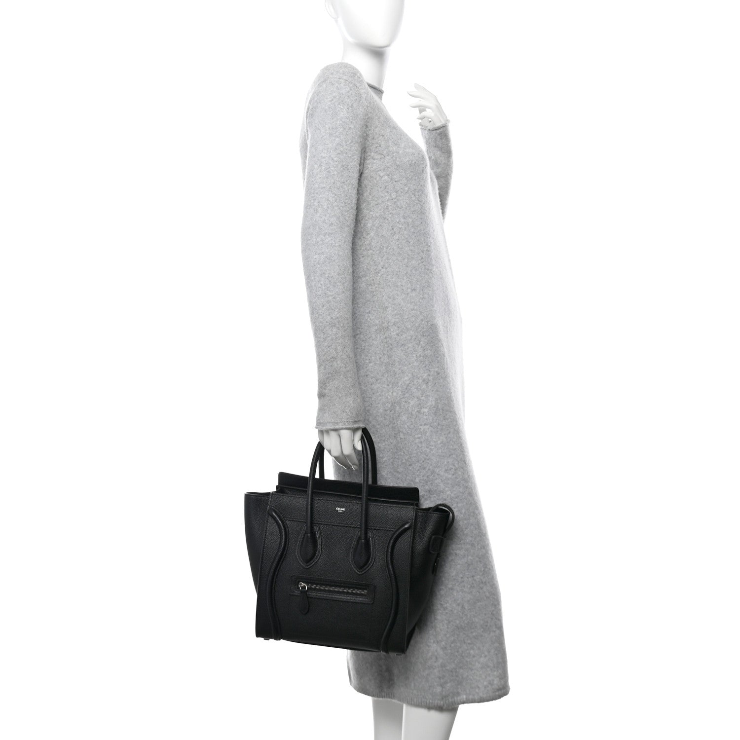 Celine Drummed Calfskin Micro Luggage Black 2 of 10