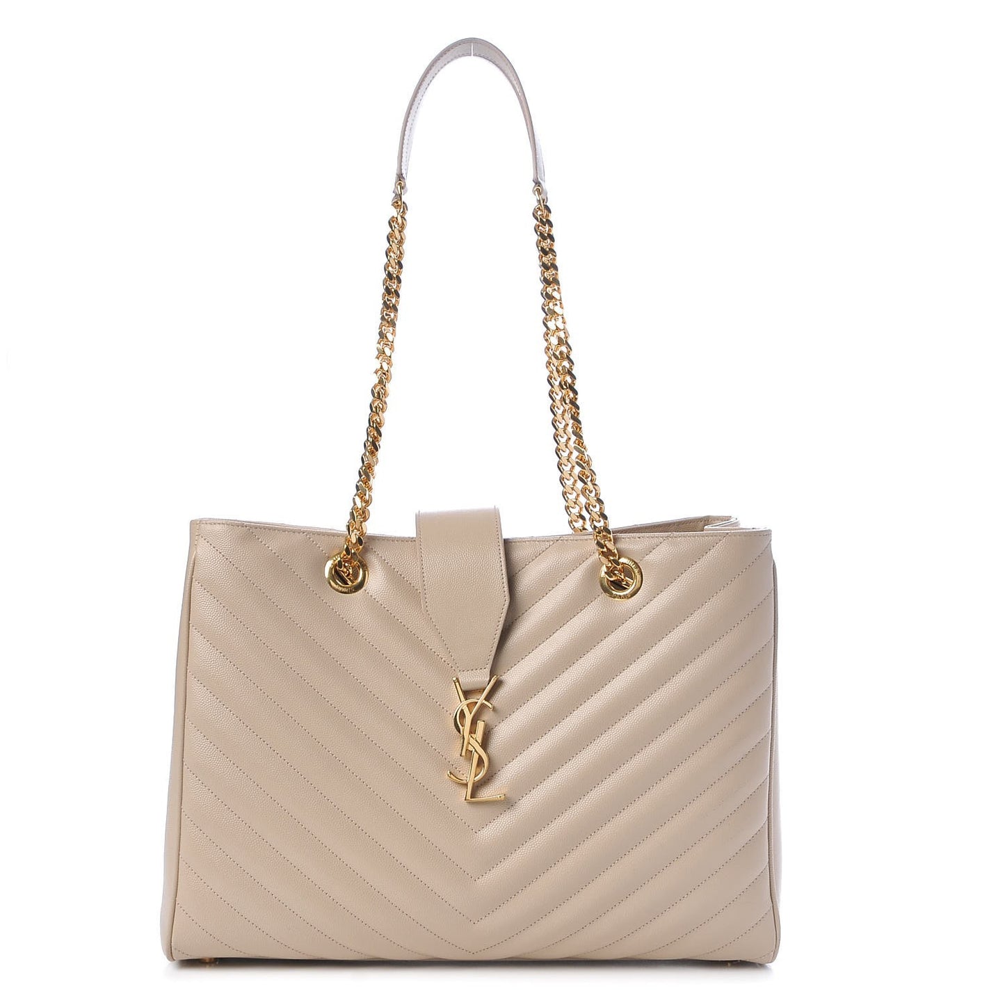 Grain De Poudre Matelasse Chevron Monogram Shopping Bag Nude Powder