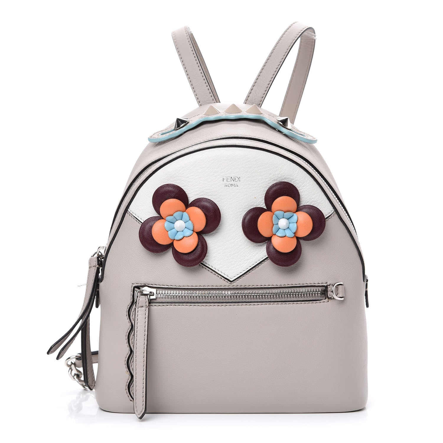 Fendi Vitello Dolce Floral Eyes Mini Backpack Grigio Polvere Multicolor 1 of 13