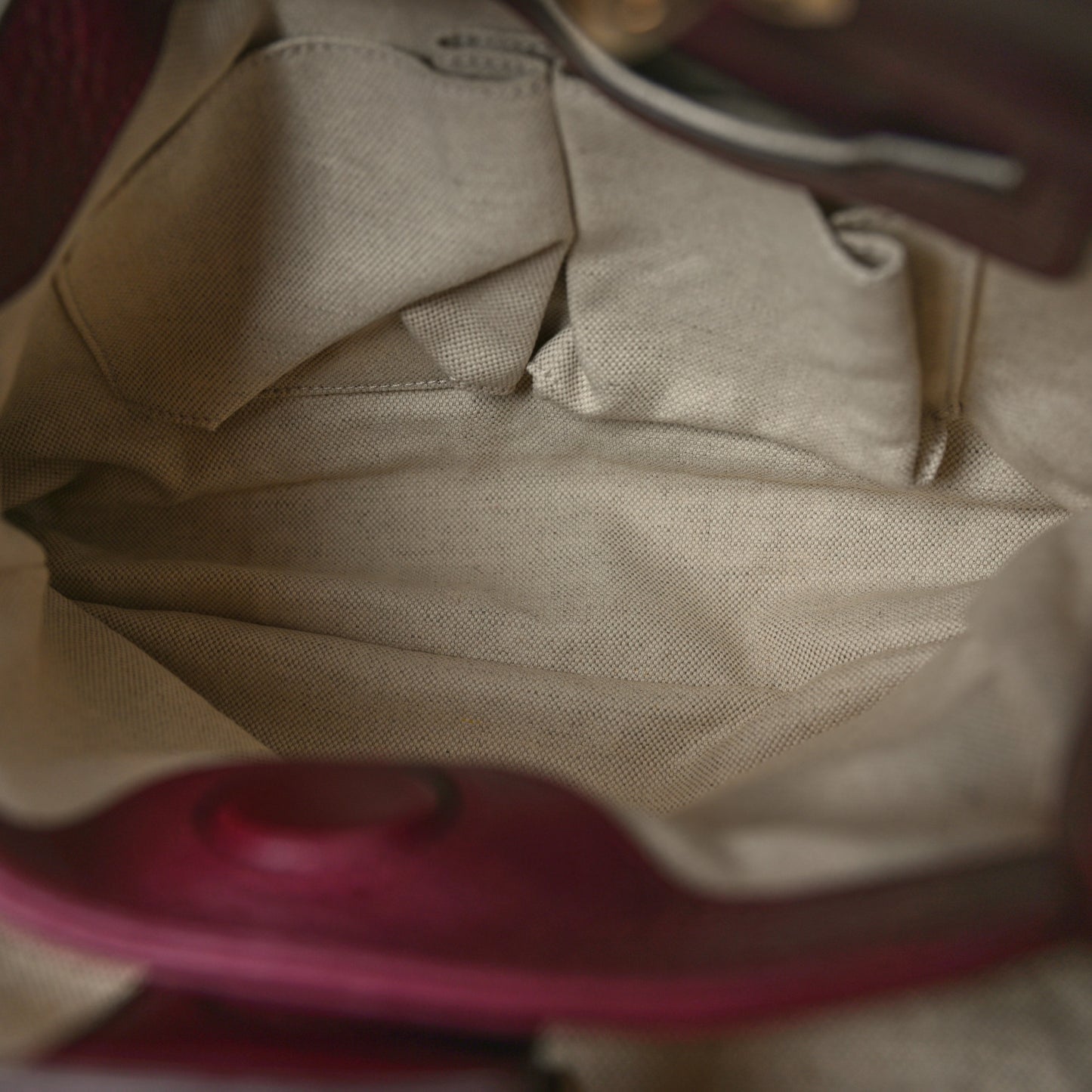 Calfskin Small Bamboo Shopper Tote Burgundy