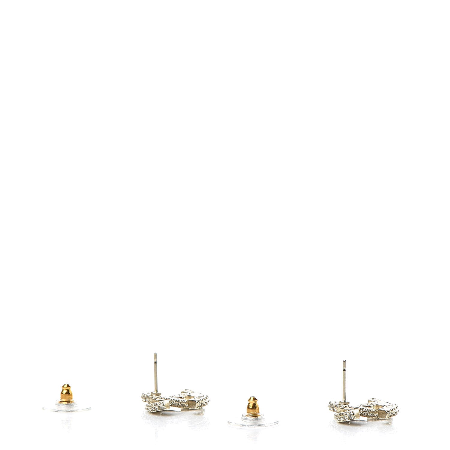 Chanel Crystal Timeless CC Earrings Light Gold 3 of 5