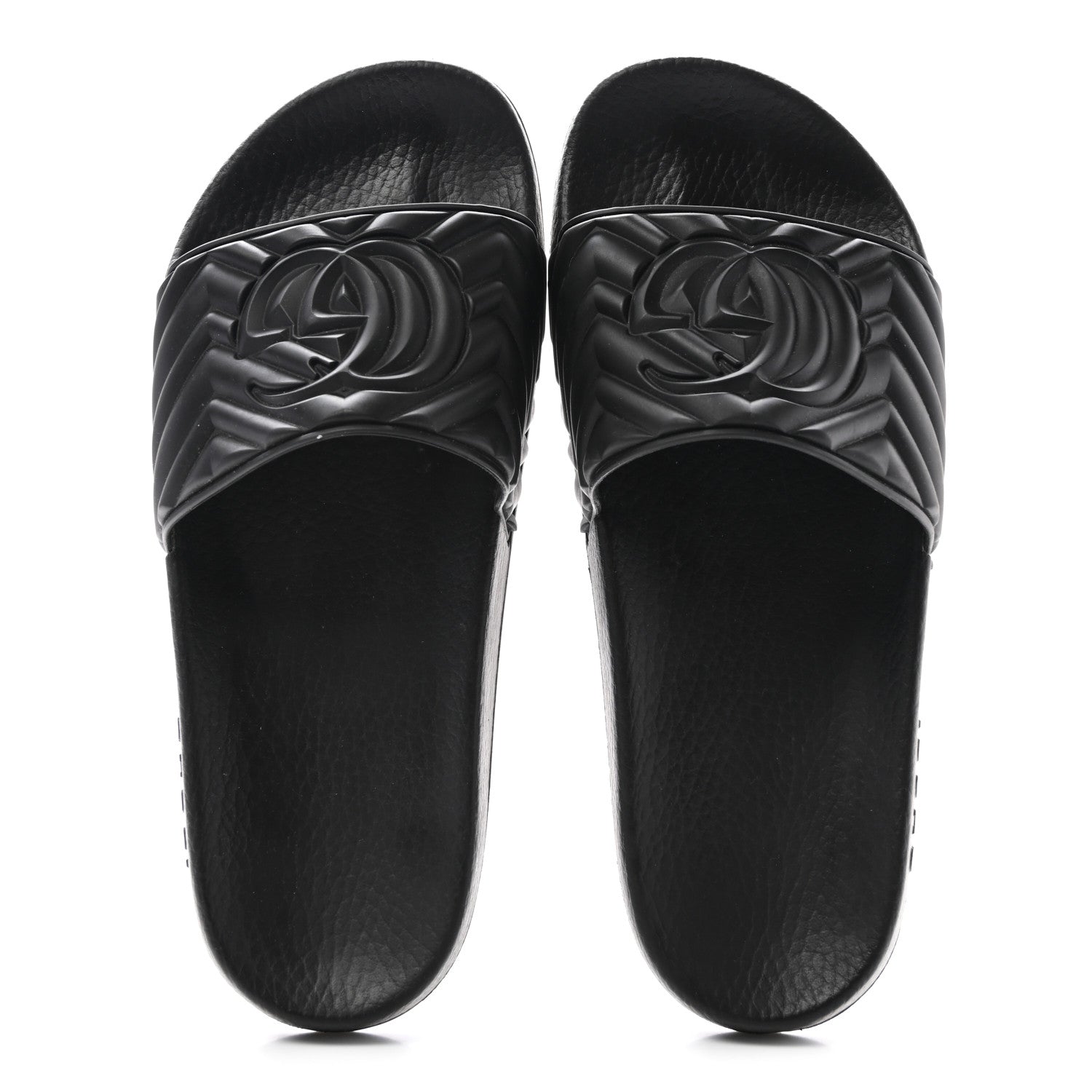 Gucci Rubber Matelasse Interlocking G Mens Slide Sandals 7 Black 2 of 9