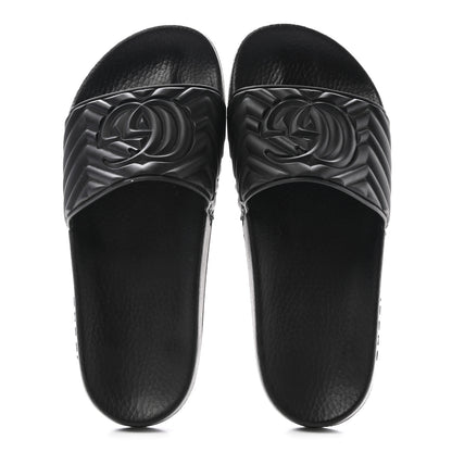 Gucci Rubber Matelasse Interlocking G Mens Slide Sandals 7 Black 2 of 9