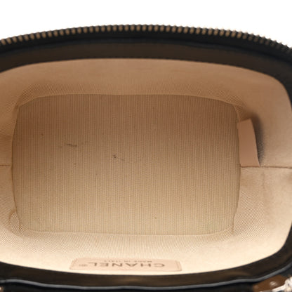 Chanel Calfskin Raffia Small Vanity Case Bag Black Beige 5 of 10