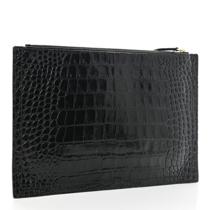 Givenchy Calfskin Crocodile Embossed Medium Antigona Pouch Black 3 of 8