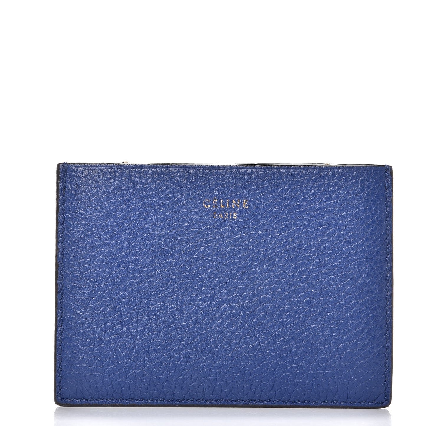 Drummed Calfskin Gusset Card Holder Indigo