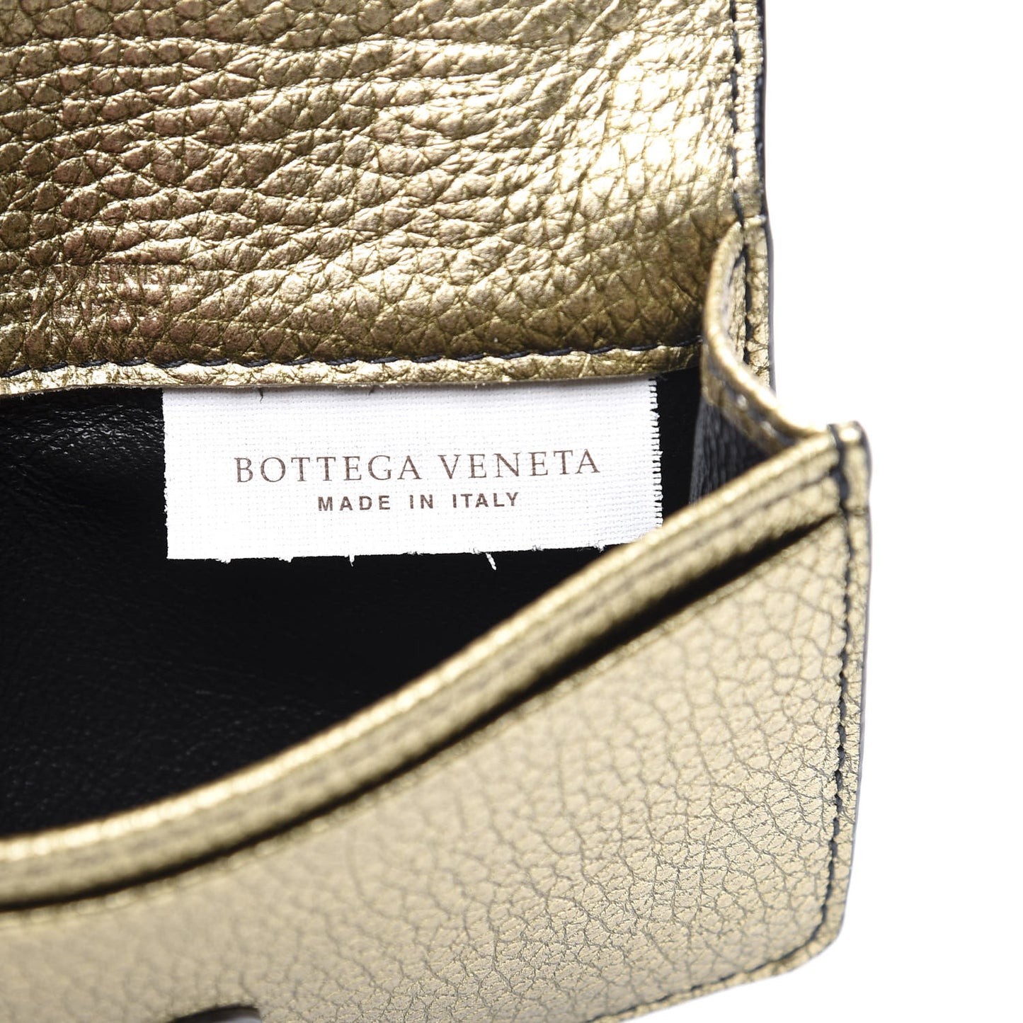 Metallic Lambskin Intrecciato Card Case Champignon