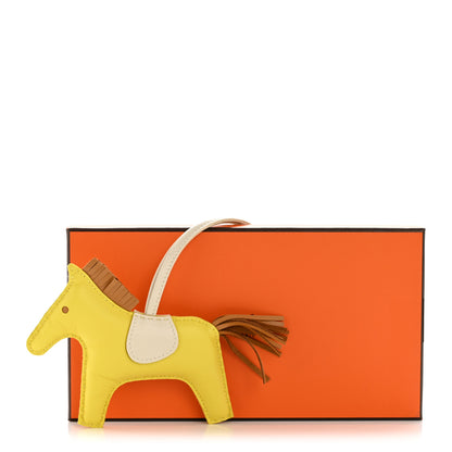 Hermes Milo Lambskin Grigri Rodeo Horse Bag Charm GM Lime Sesame Craie 5 of 5
