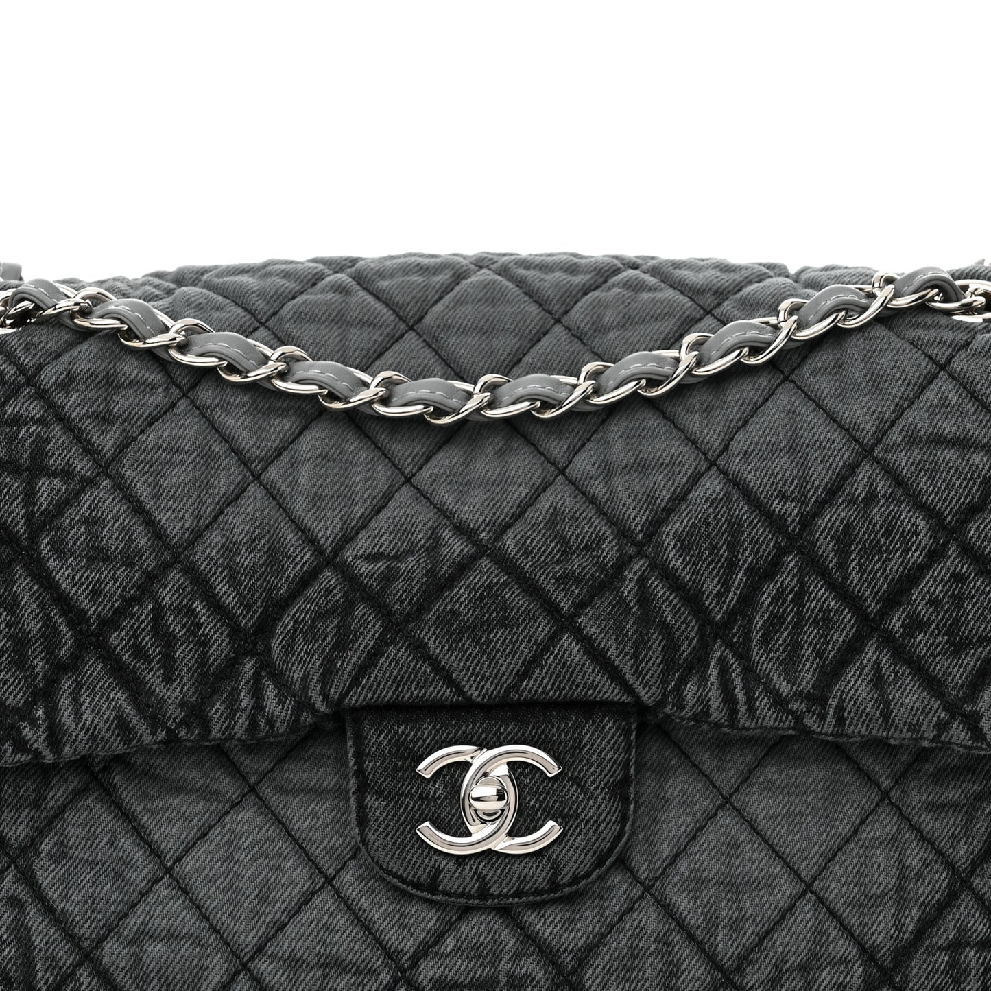 Denim Quilted Denimpression Flap Grey Black