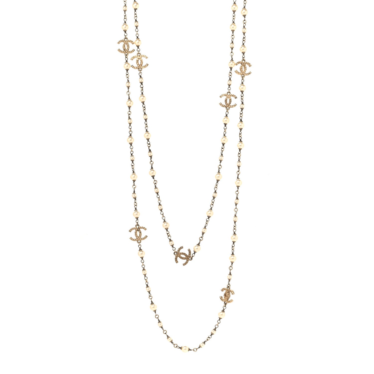 Chanel Pearl CC Long Necklace Gold 1 of 4