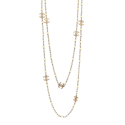 Chanel Pearl CC Long Necklace Gold 1 of 4