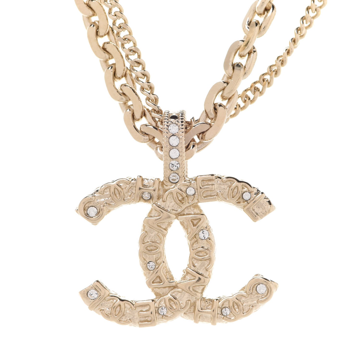 Crystal CC Multi Strand Chain Necklace Gold