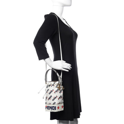 Fendi X FILA Calfskin F is Fendi Mania Fringe Mini Mon Tresor Bucket Bag White 2 of 11