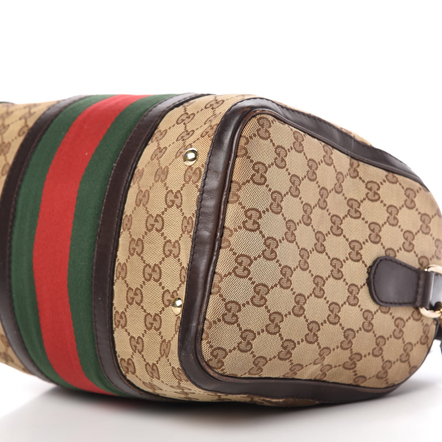 Gucci Monogram Vintage Web Medium Boston Dark Brown 6 of 12