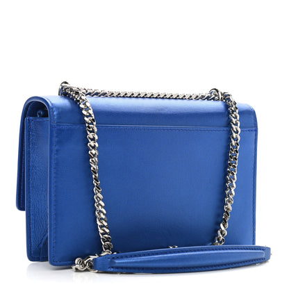 Saint Laurent Metallic Calfskin Monogram Sunset Chain Wallet Blue 3 of 14
