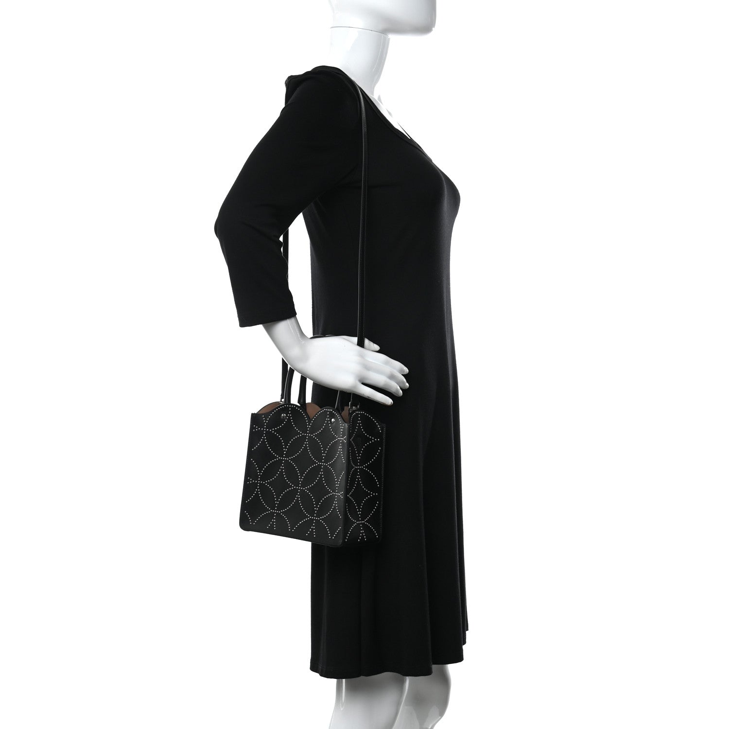 Alaia Calfskin Arabesque 20 Studded Garance Tote Black 2 of 9