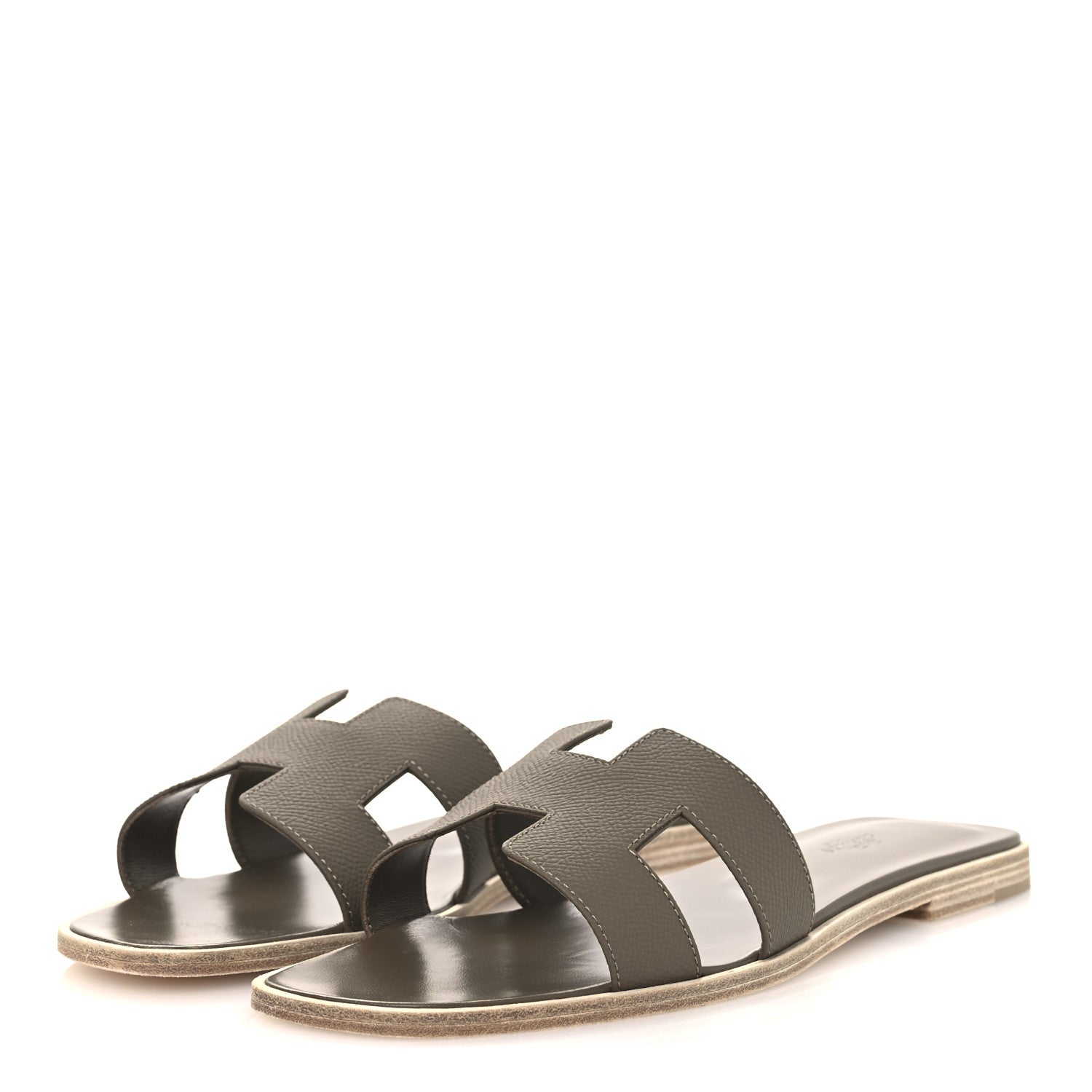 Hermes Epsom Oran Sandals 40.5 Etoupe 4 of 12