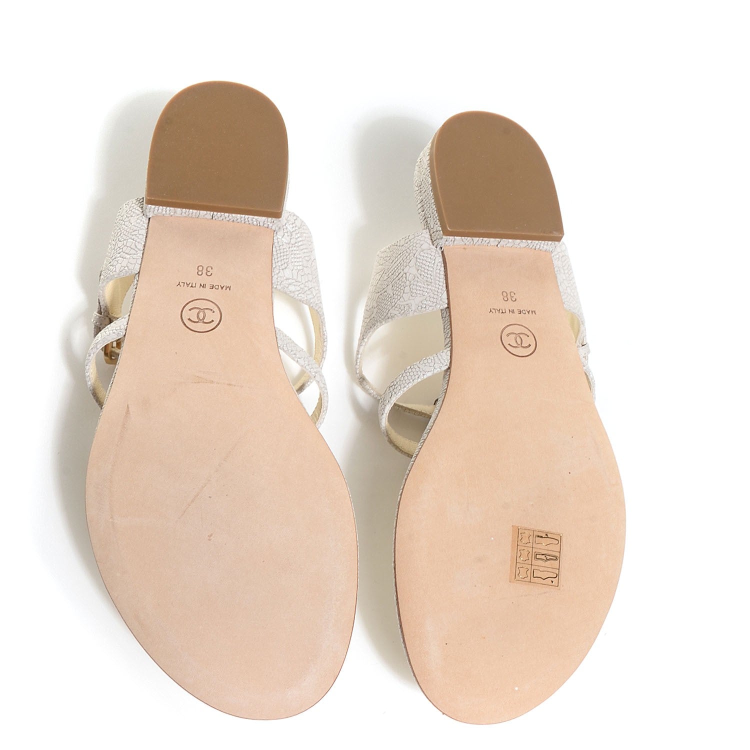 Chanel Calfskin Pearl CC Sandals 38 Black White 5 of 7