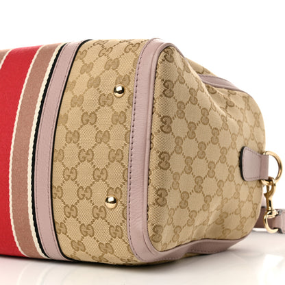 Gucci Monogram Selleria Calfskin Vintage Web Medium Boston New Sand Lilas 11 of 20