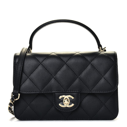 Chanel Calfskin Quilted Small Top Handle Flap Black 1 of 4