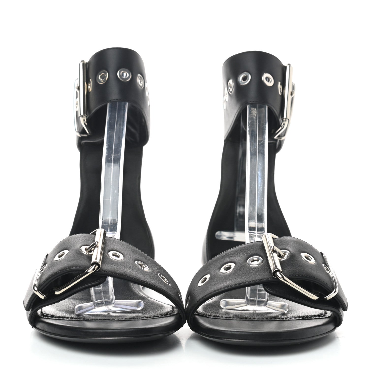 Balenciaga Shiny Calfskin Belt Flat Sandals 37 Black 2 of 8