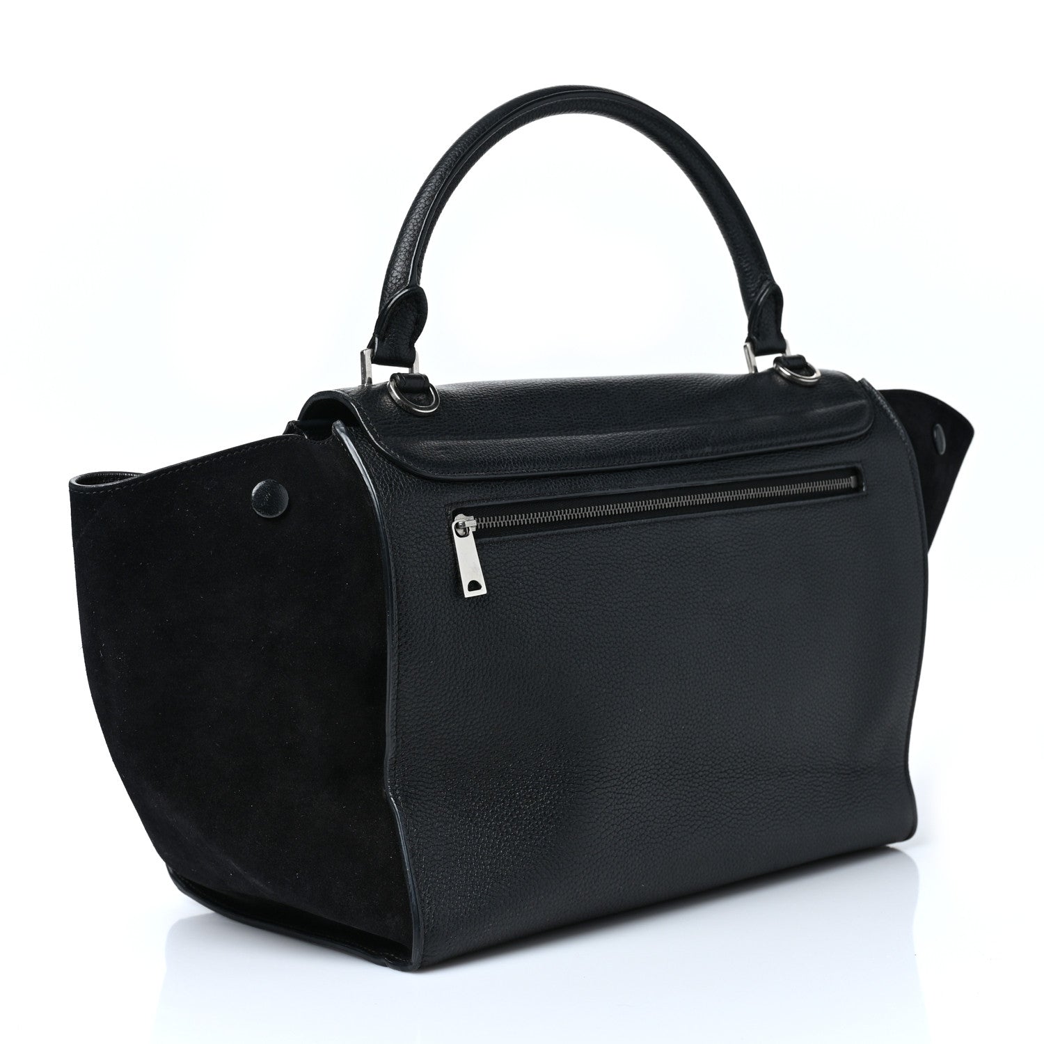 Celine Drummed Calfskin Suede Medium Trapeze Black 3 of 8
