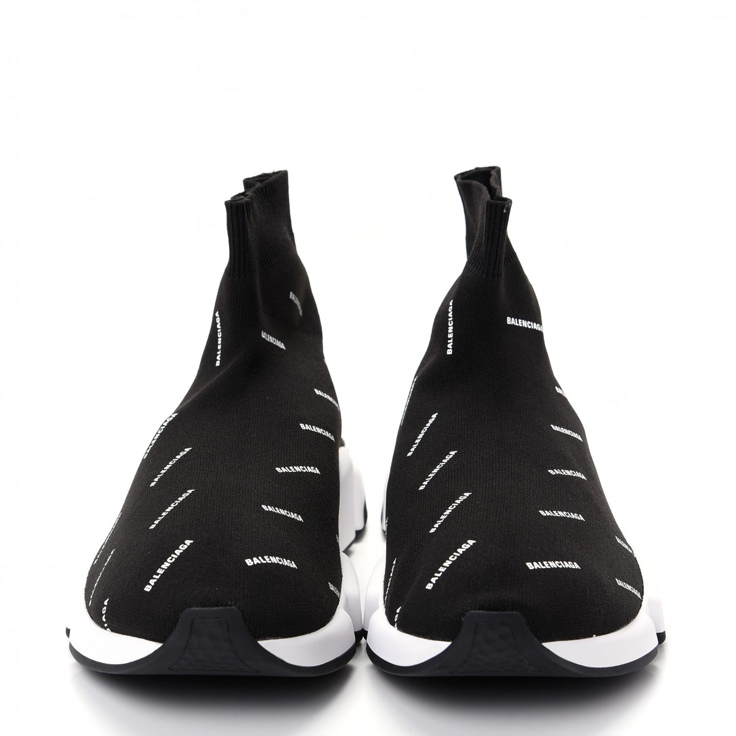 Neoprene Knit Allover Logo Bi-Color Sole Mens Speed Sneakers 42 Black White