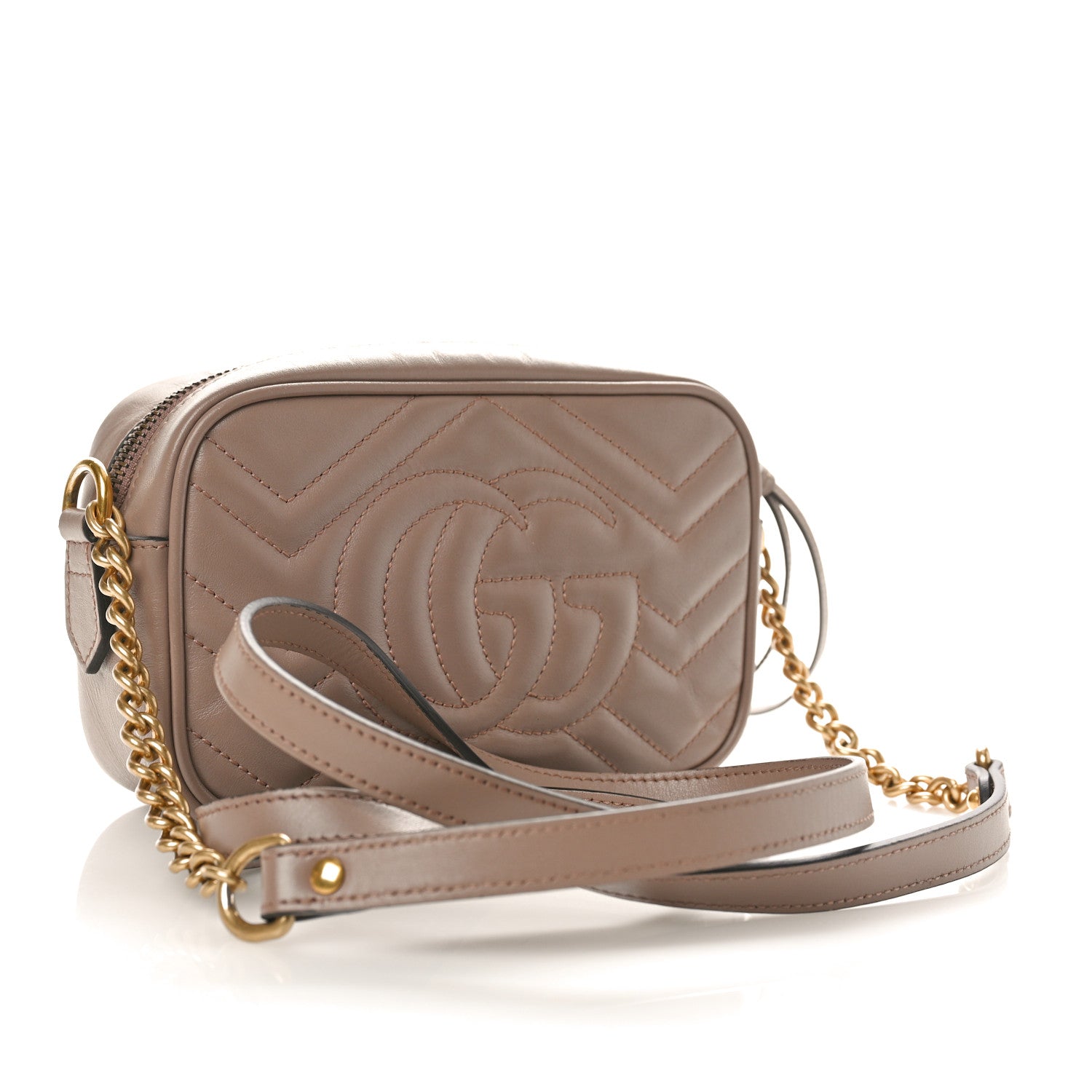 Gucci Calfskin Matelasse Mini GG Marmont Chain Shoulder Bag Porcelain Rose 3 of 11