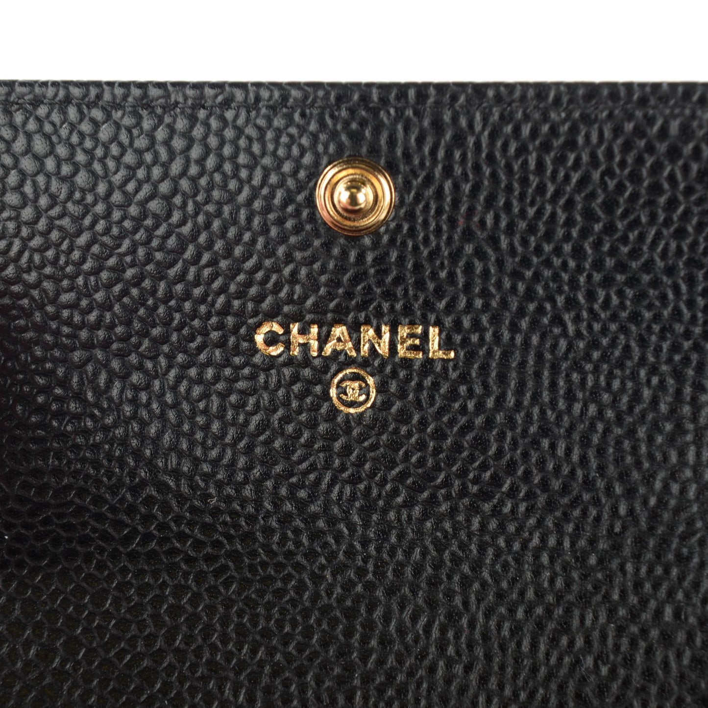 Caviar Quilted Flap Card Holder Black