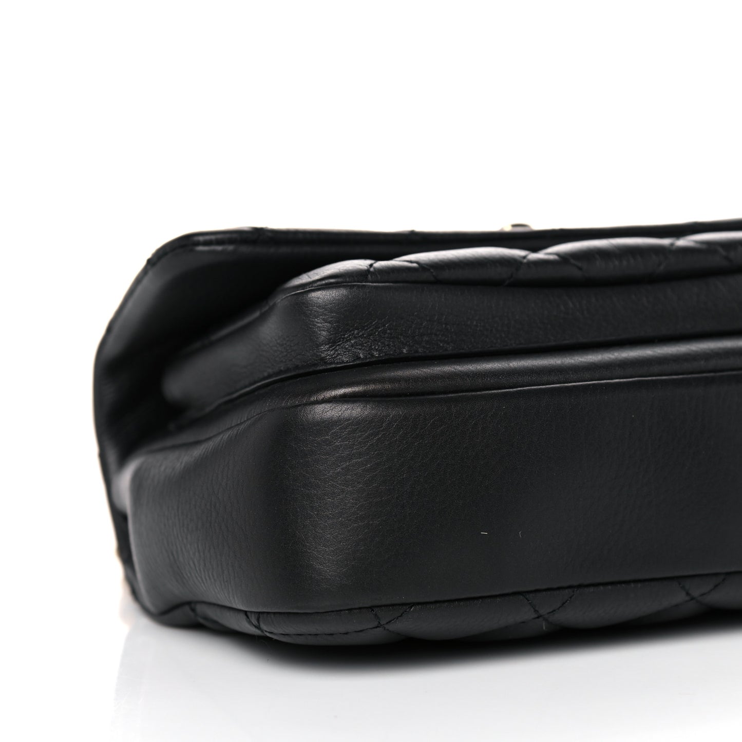 Calfskin Quilted Top Handle Flap Black