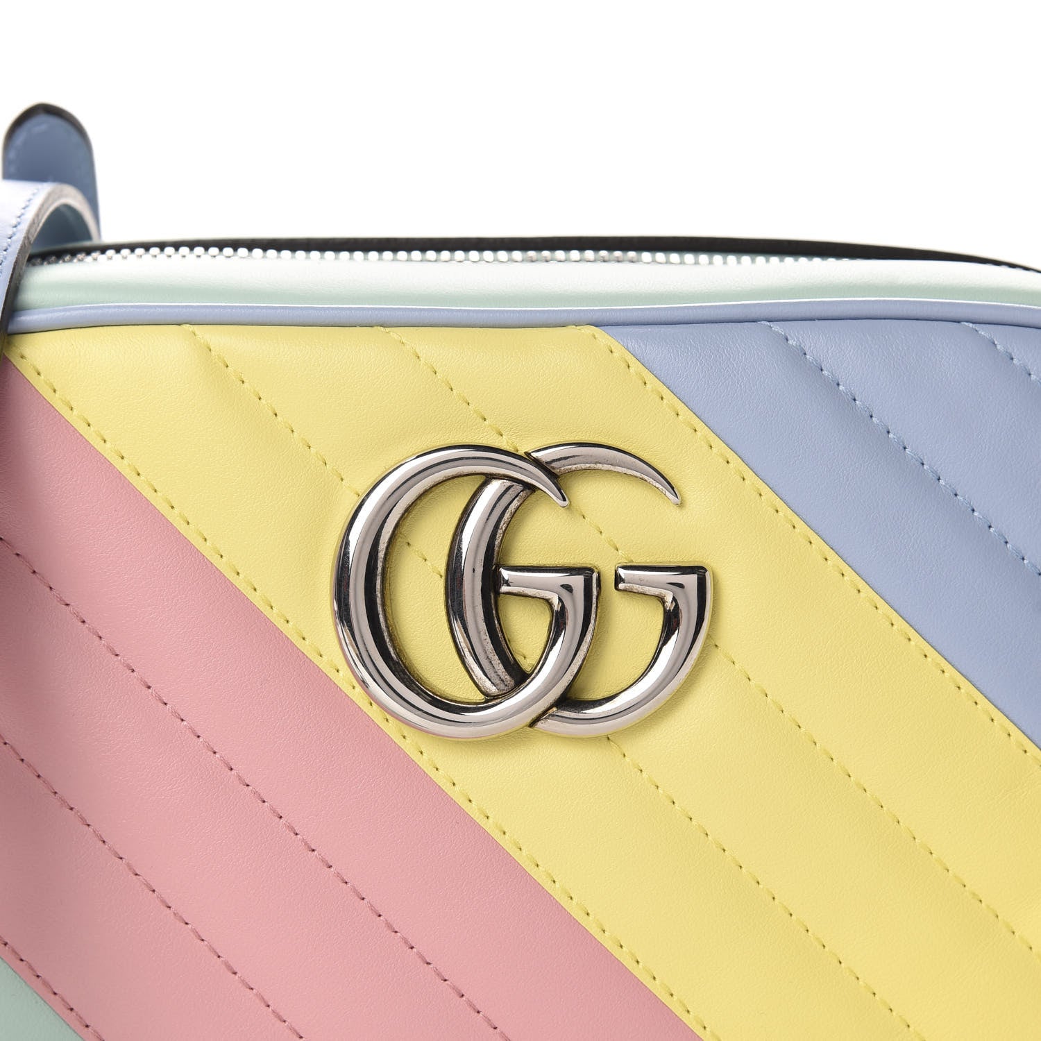 Gucci Calfskin Matelasse Diagonal Small GG Marmont Chain Shoulder Bag Multicolor Pastel 11 of 11