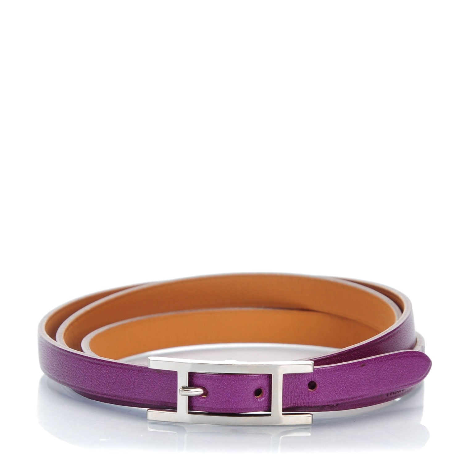 Hermes Tadelakt Hapi 3 MM Triple Tour Wrap Bracelet M Violet 1 of 7