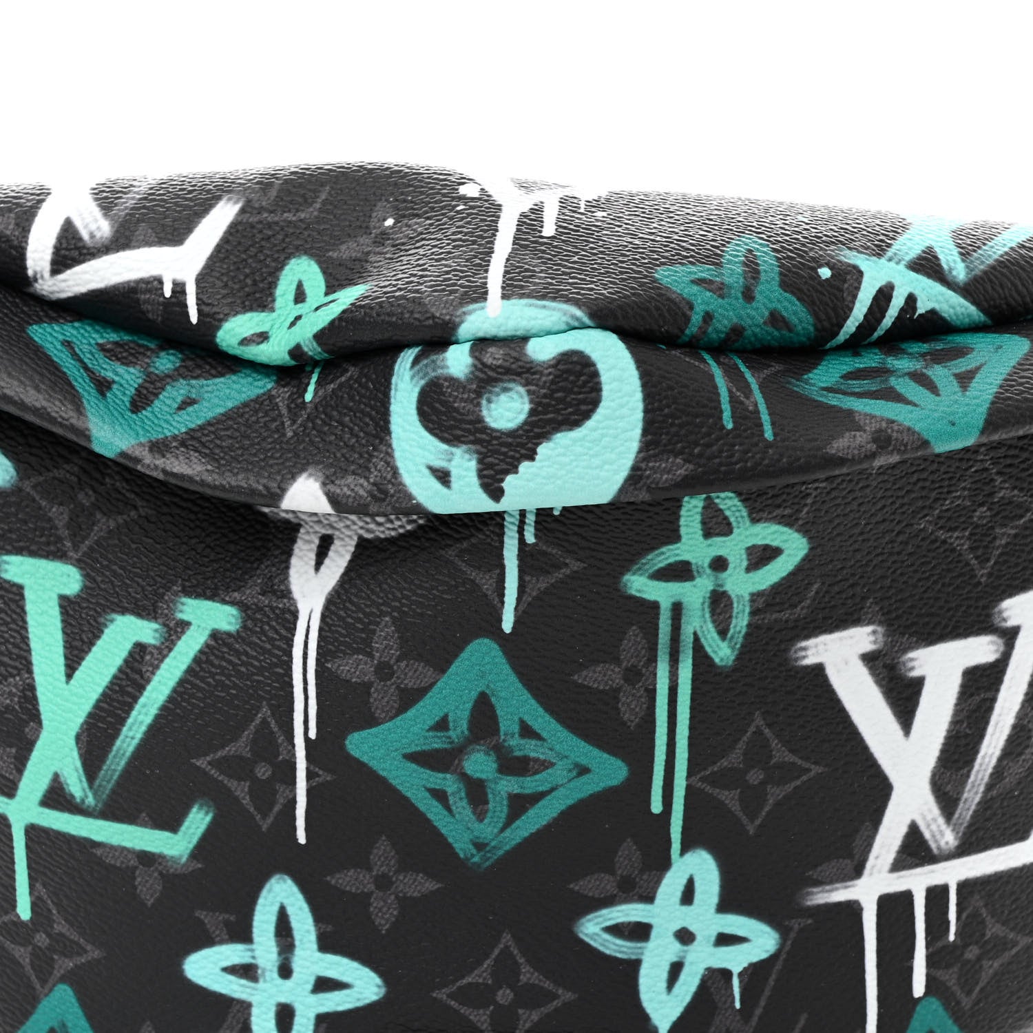Louis Vuitton Monogram Eclipse LV Graffiti Discovery Bumbag Green Lights 7 of 11