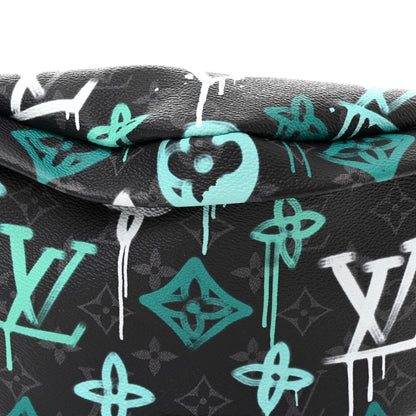 Louis Vuitton Monogram Eclipse LV Graffiti Discovery Bumbag Green Lights 7 of 11