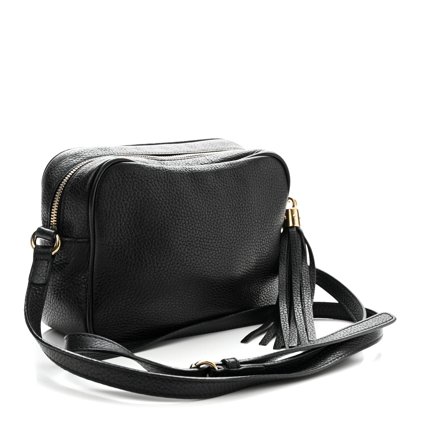 Pebbled Calfskin Small Soho Disco Bag Black