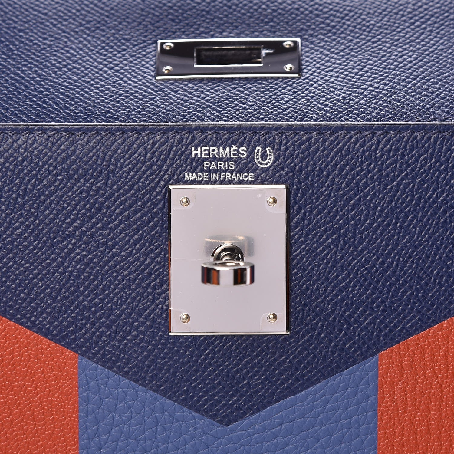 Hermes Epsom Taurillon Clemence Chevre Mysore Horseshoe Kellygraphie Lettre M Kelly Sellier 28 Bleu Sapphire Brighton Brique 7 of 12